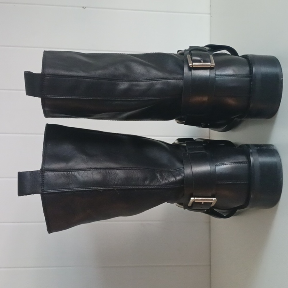 Topshop Black Leather Moto New Boots. - Picture 3 of 7